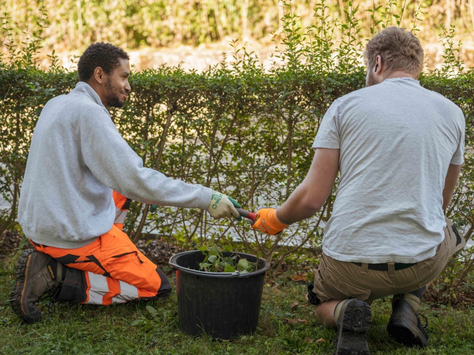 Zwei Männer bei der Garten-Arbeit