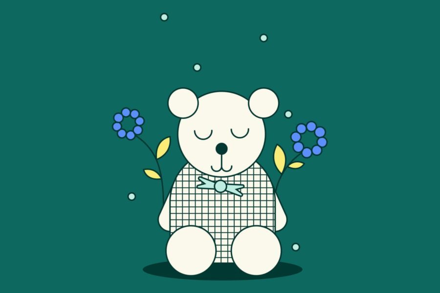 Illustration sitzender Teddybär.