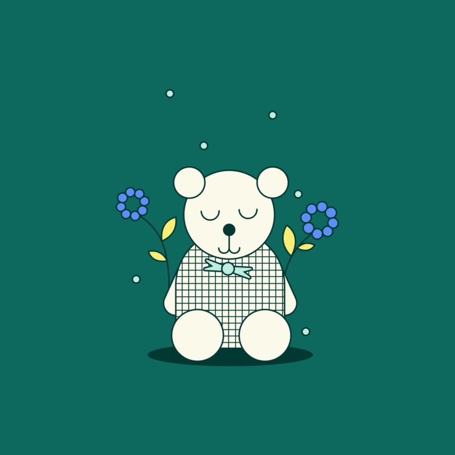 Illustration sitzender Teddybär.